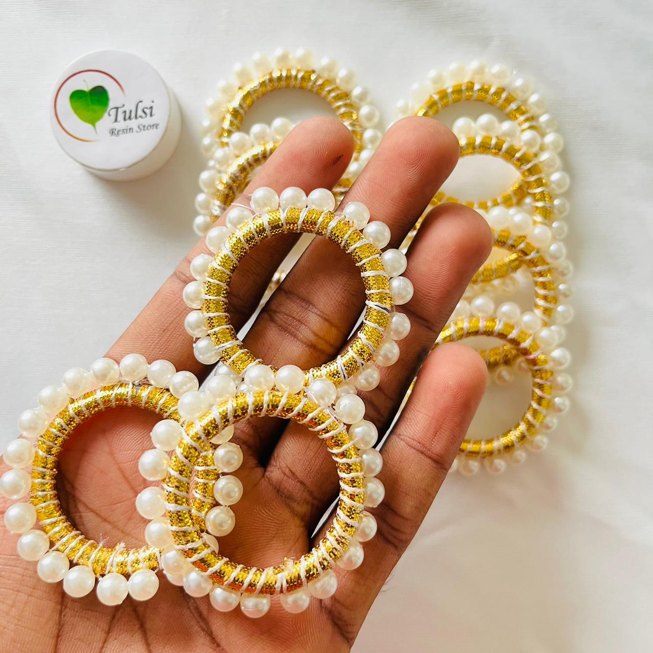 White Pearl Ring (C) (2pc) Tulsi Resin Store