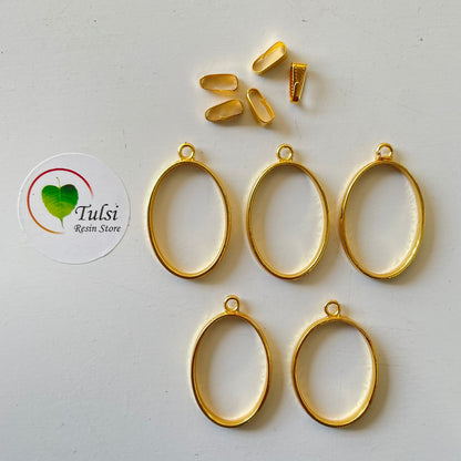 Oval Bazels With Clasp (5 Pc) - Gold - Tulsi Resin Store