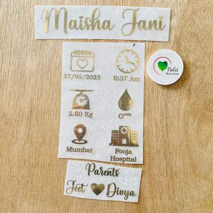 Custom Metal Sticker - New Born Details