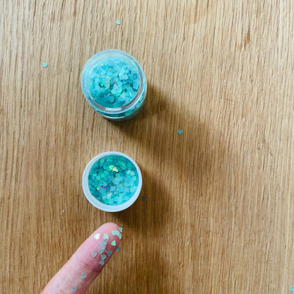 Heart Glitter Chunks Floro Green Tulsi Resin Store