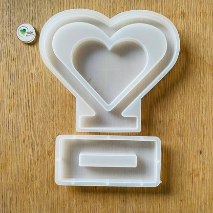 Twin Heart Frame With Stand Mould (B)