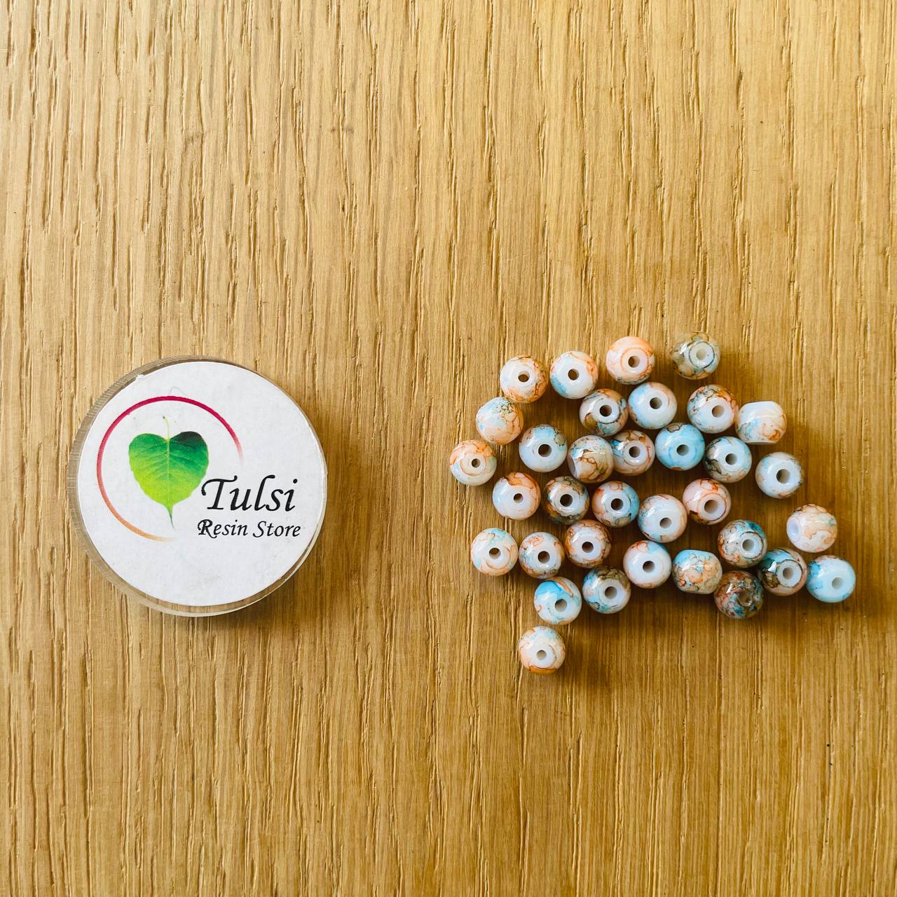 Marble Beads Light Orange Tulsi Resin Store