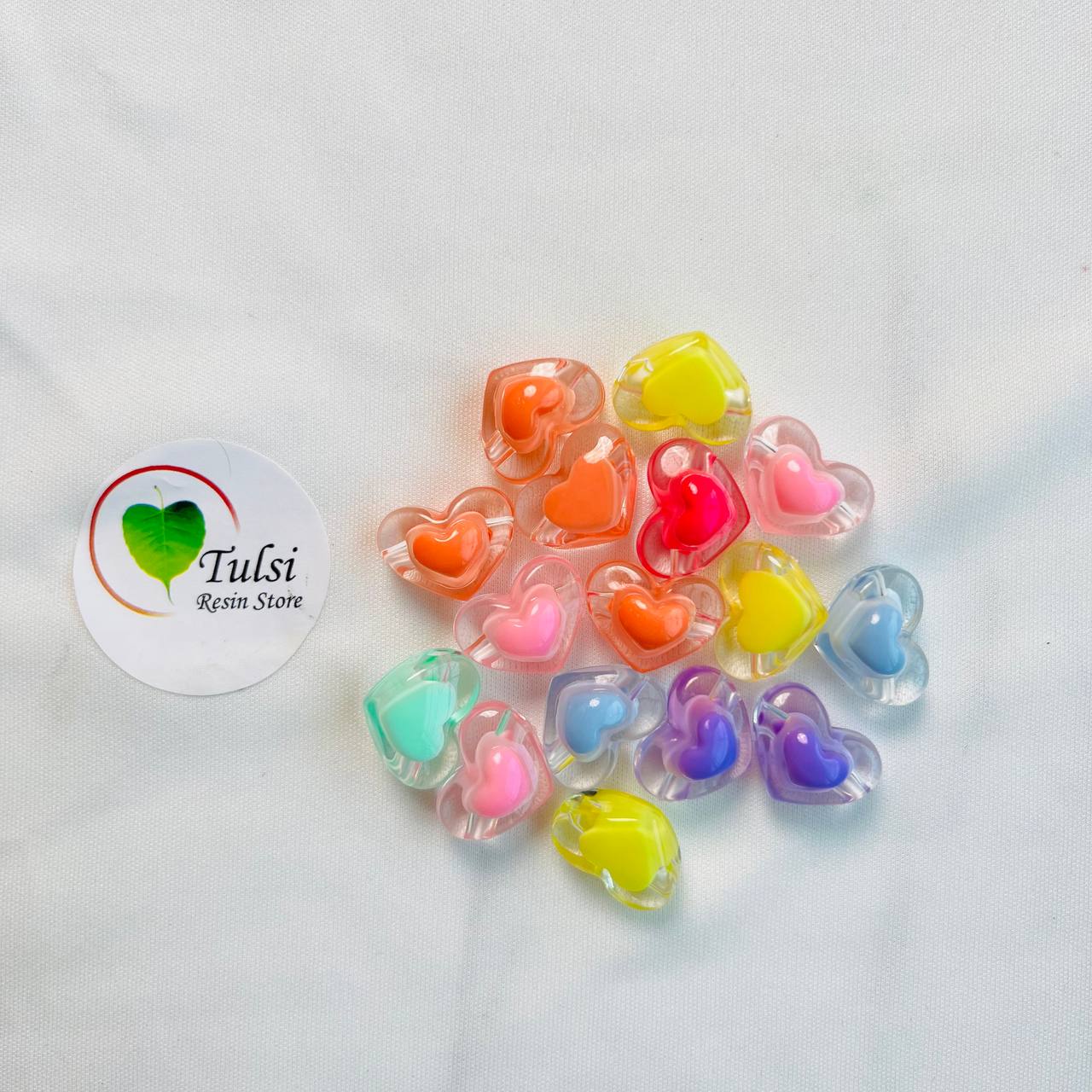 Colourful Heart Beads (10 Pcs)