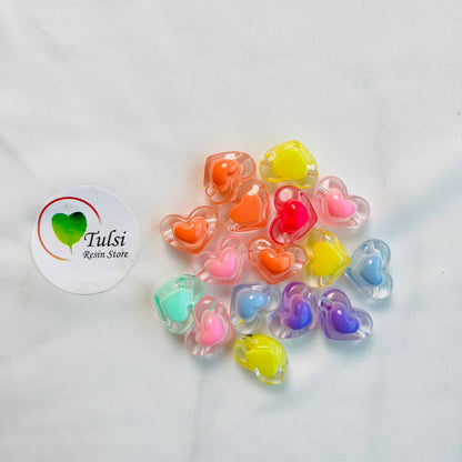Colourful Heart Beads (10 Pcs)