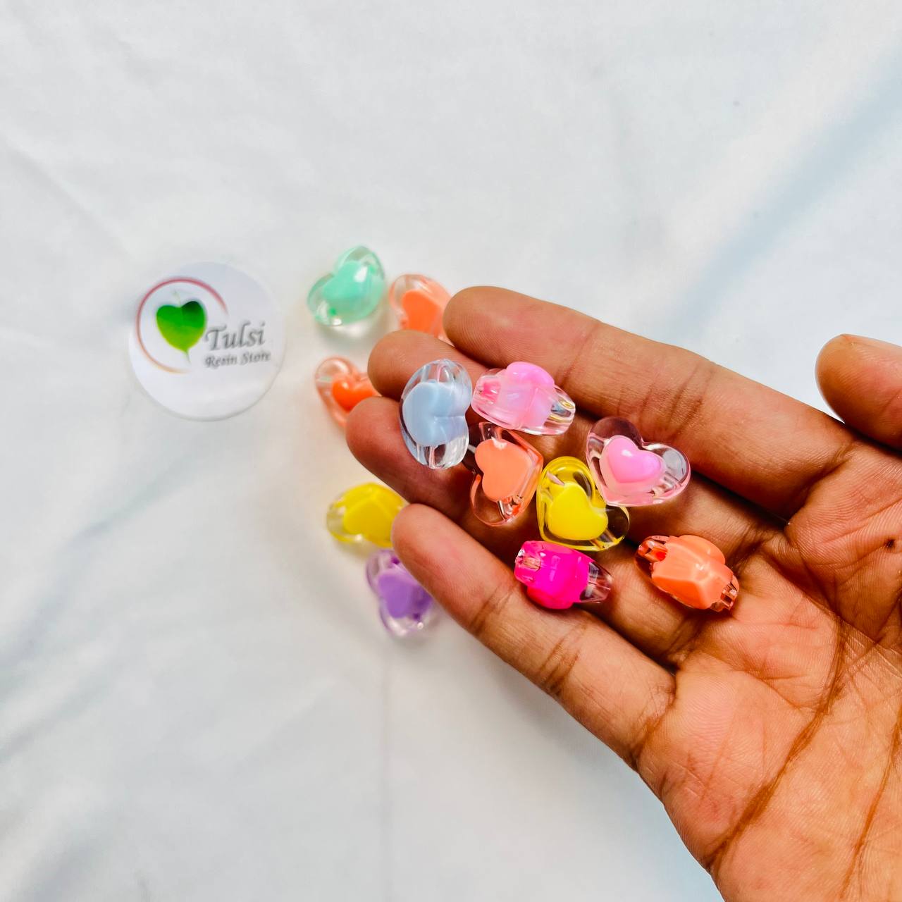 Colourful Heart Beads (10 Pcs)