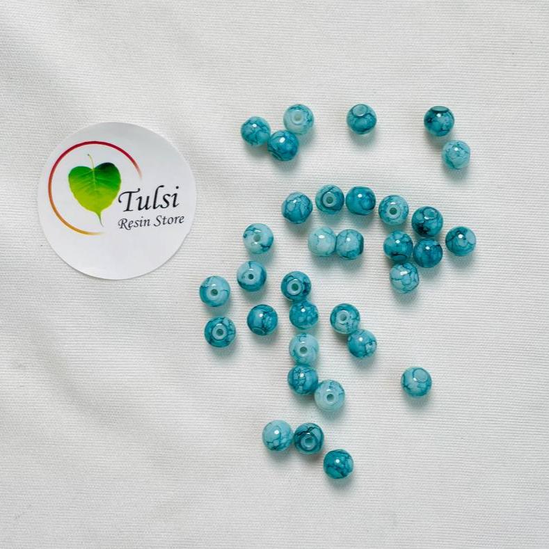 Marble Beads Sky Blue Tulsi Resin Store