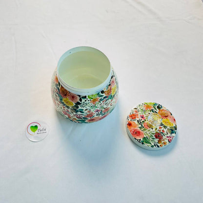 Metal Jar (A) Tulsi Resin Store