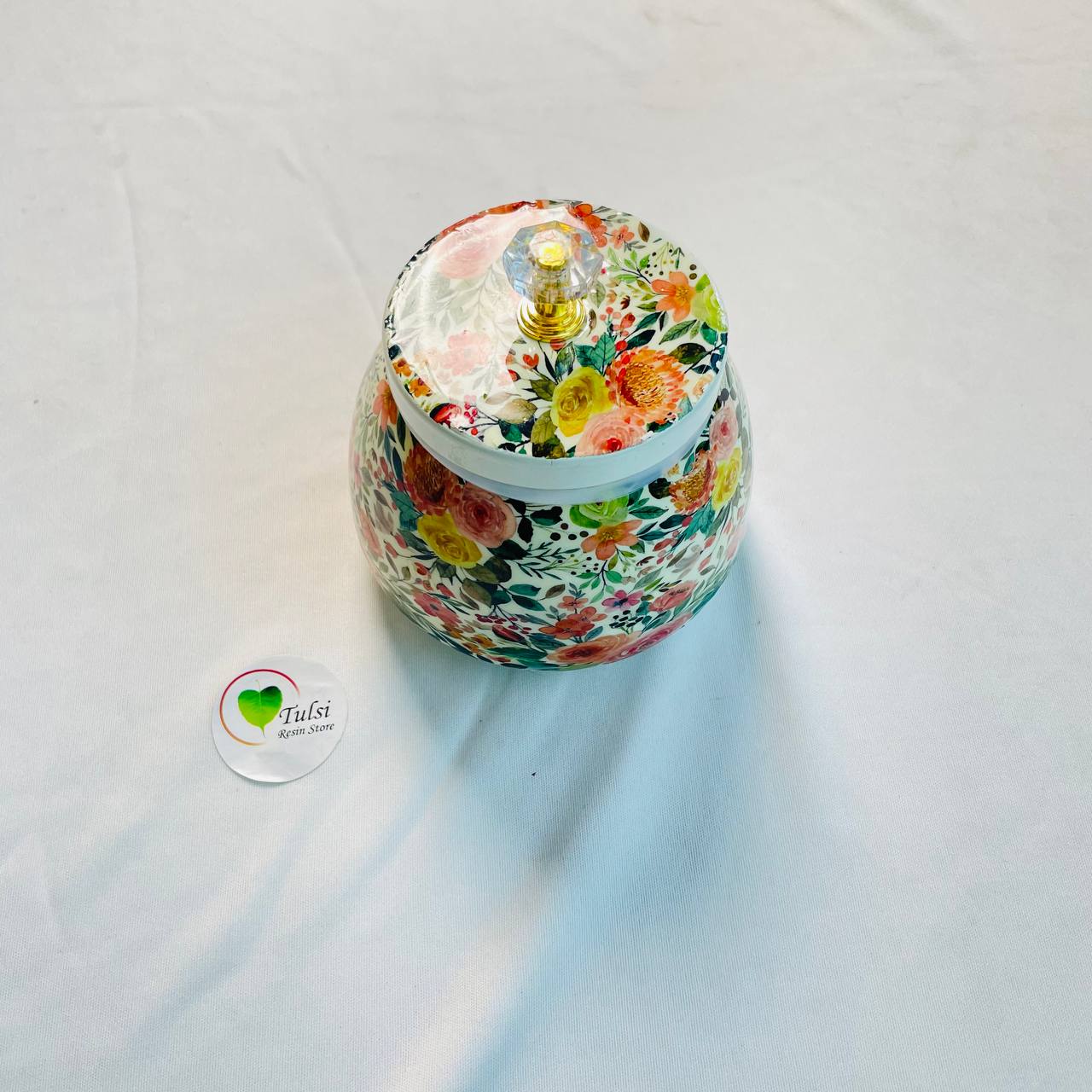 Metal Jar (A) Tulsi Resin Store