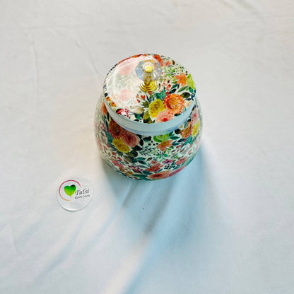Metal Jar (A) Tulsi Resin Store