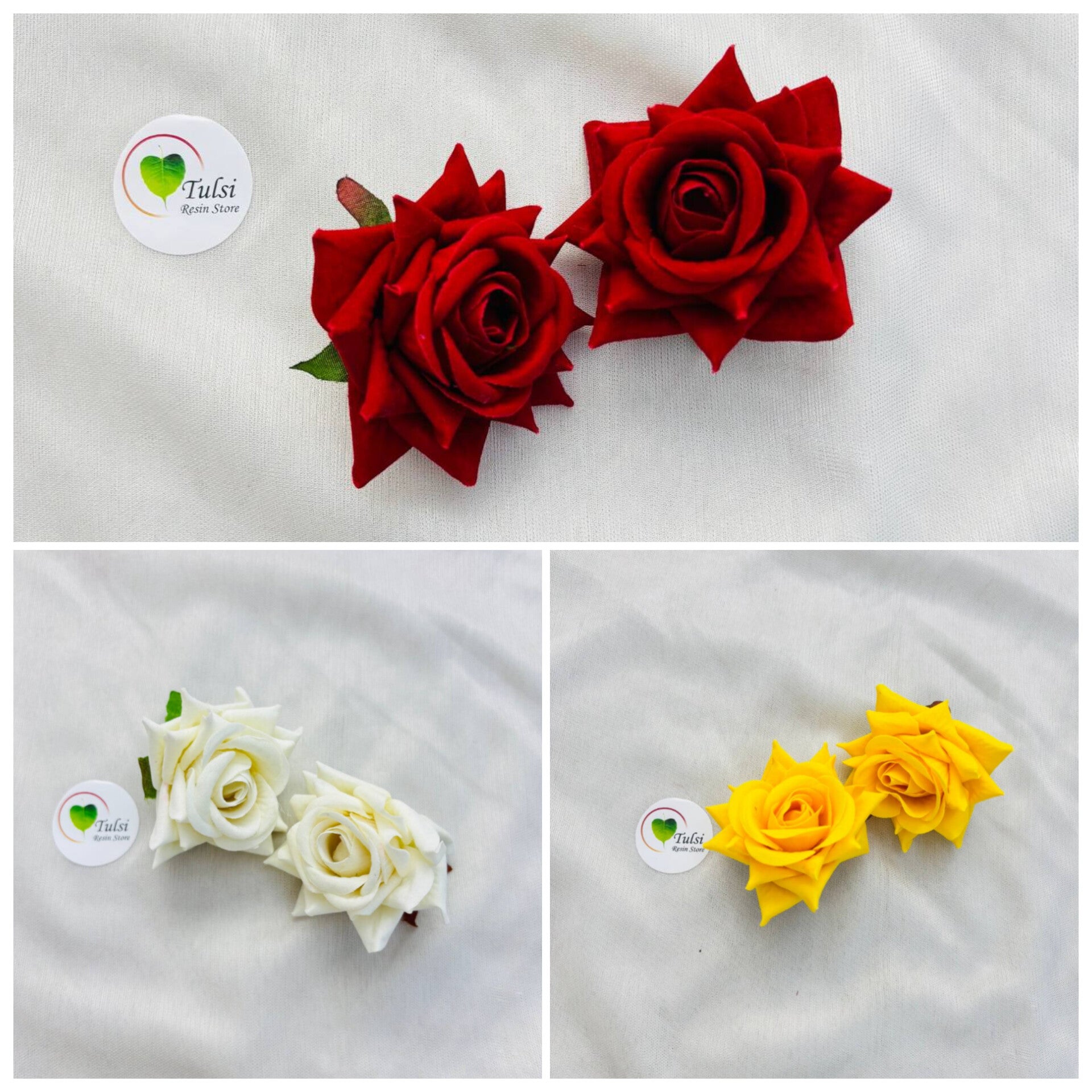 Rose Artificial Flower (2 Pcs) - - Tulsi Resin Store