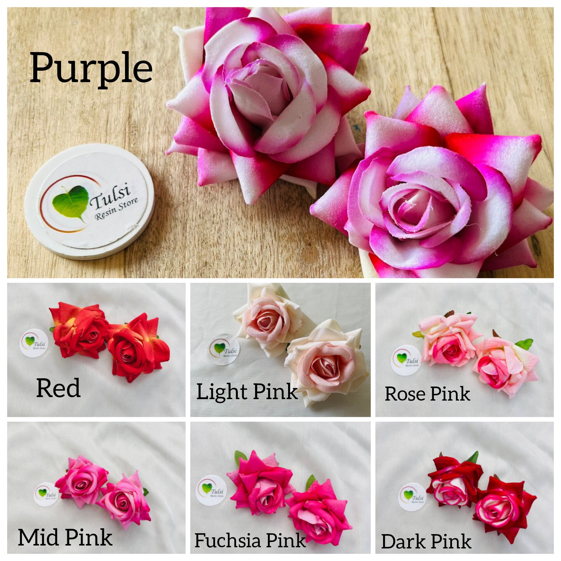 Shaded Rose Artificial Flower (2 Pcs) - - Tulsi Resin Store