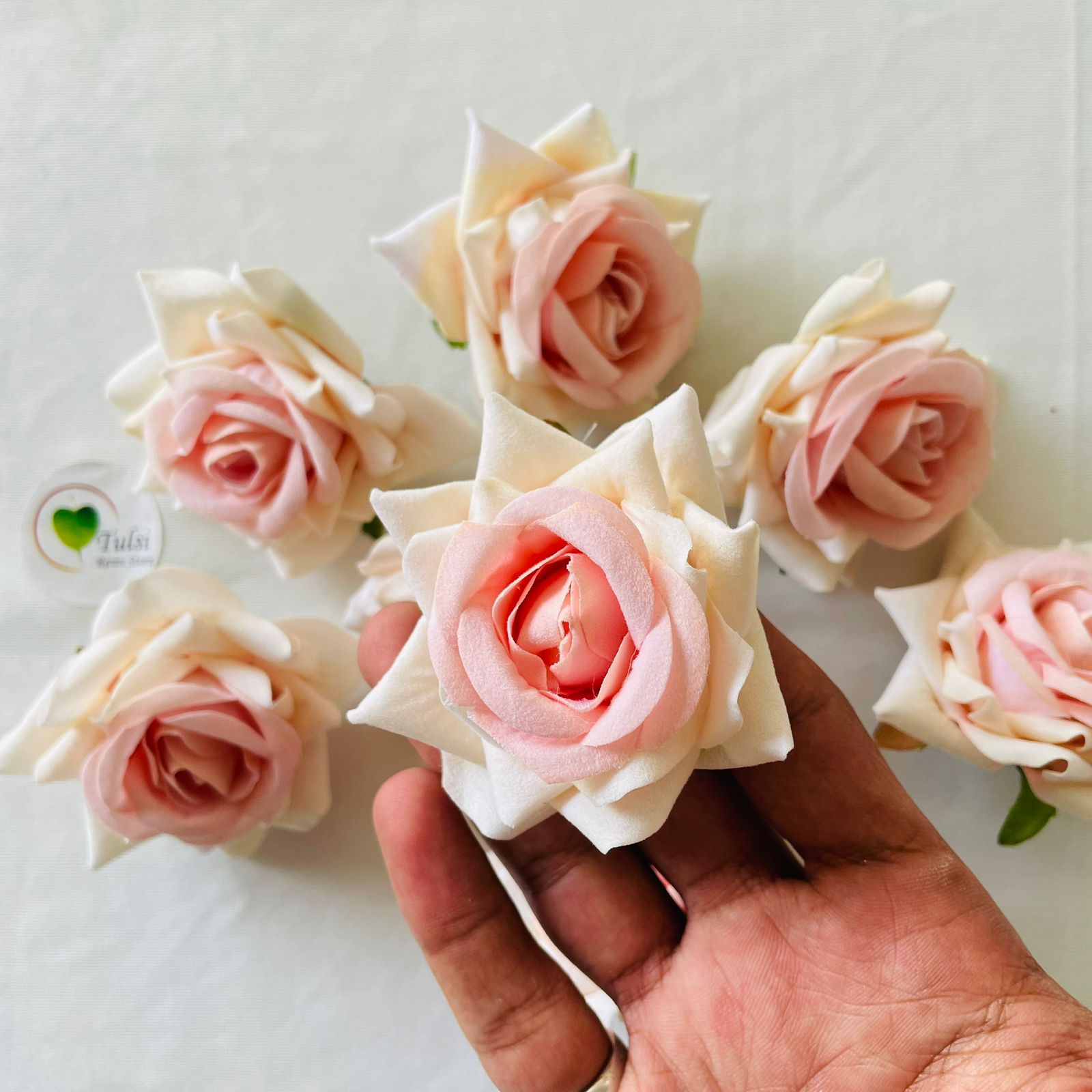 Shaded Rose Artificial Flower (2 Pcs) - Light Pink - Tulsi Resin Store