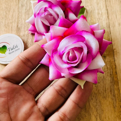 Shaded Rose Artificial Flower (2 Pcs) - Purple - Tulsi Resin Store