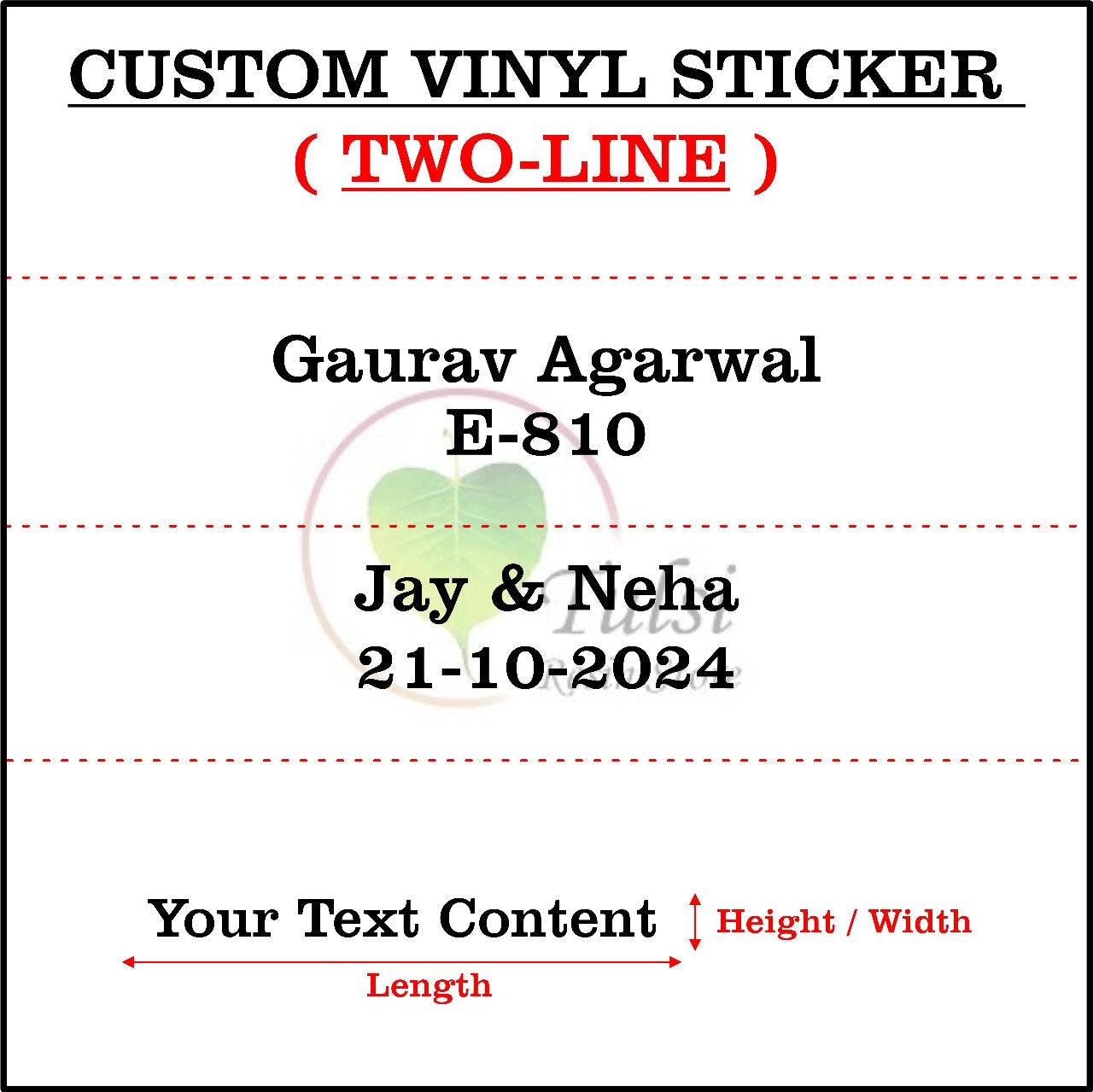 Custom Vinyl Sticker Two Line - White