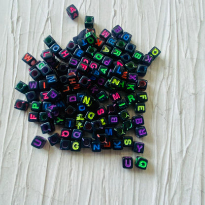 Small Square Alphabet Beads - Black - tulsiresin