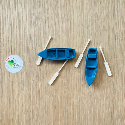 3D Boat Miniature With Oars (P) (2Pc) Tulsi Resin Store