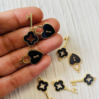 Key & Lock Charm Black (1) Tulsi Resin Store