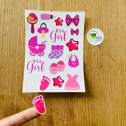 Colourful Sticker Sheet - It's a Girl Tulsi Resin Store