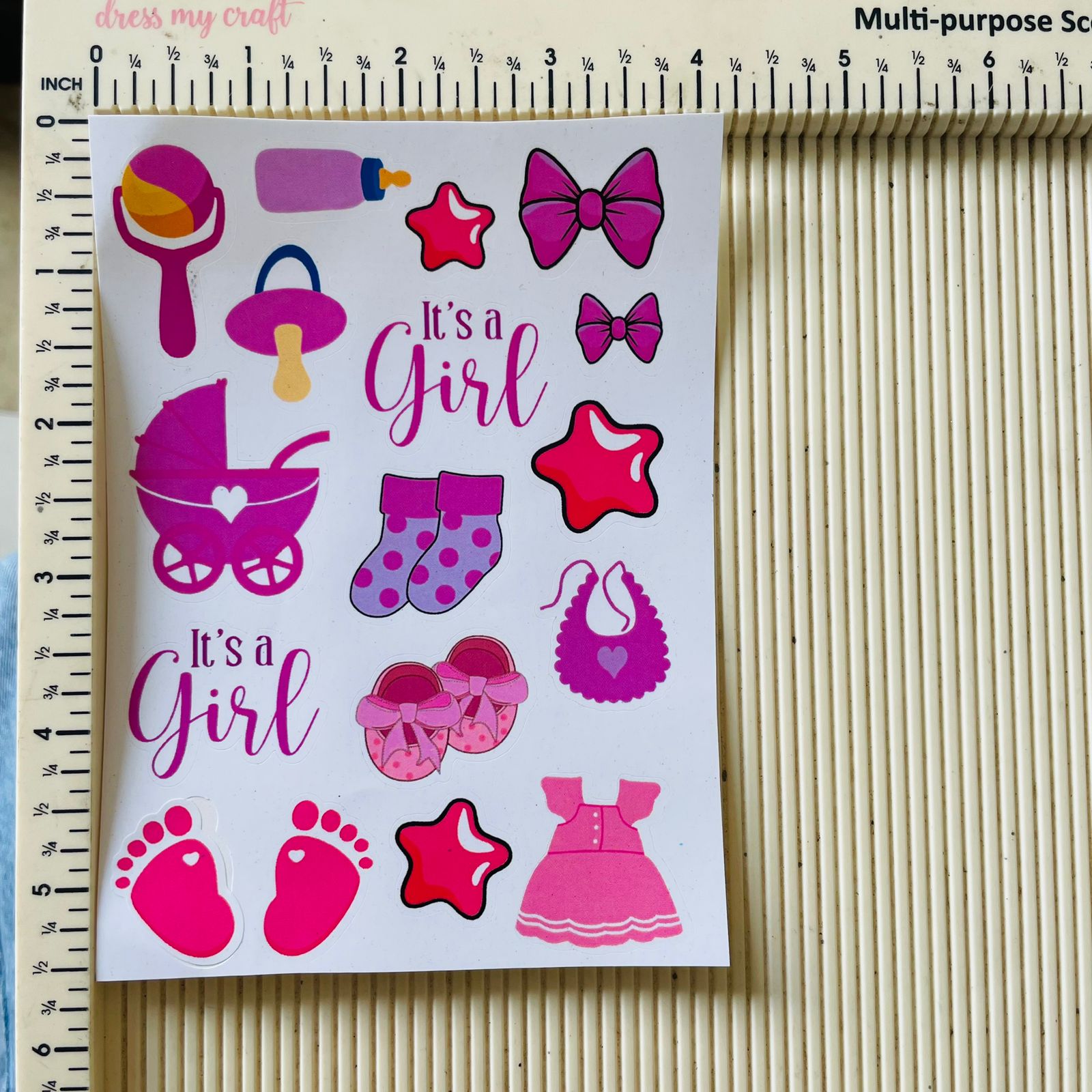 Colourful Sticker Sheet - It's a Girl Tulsi Resin Store