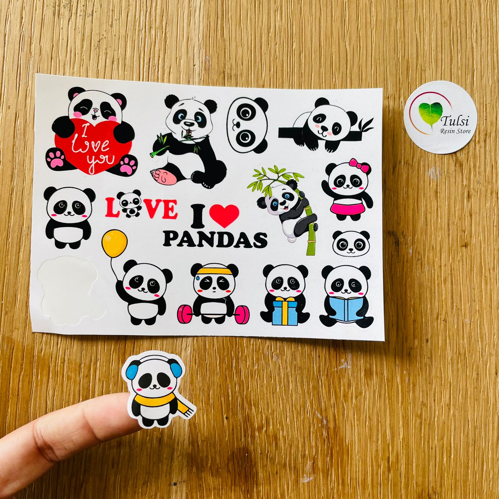 Colourful Sticker Sheet - Panda Tulsi Resin Store