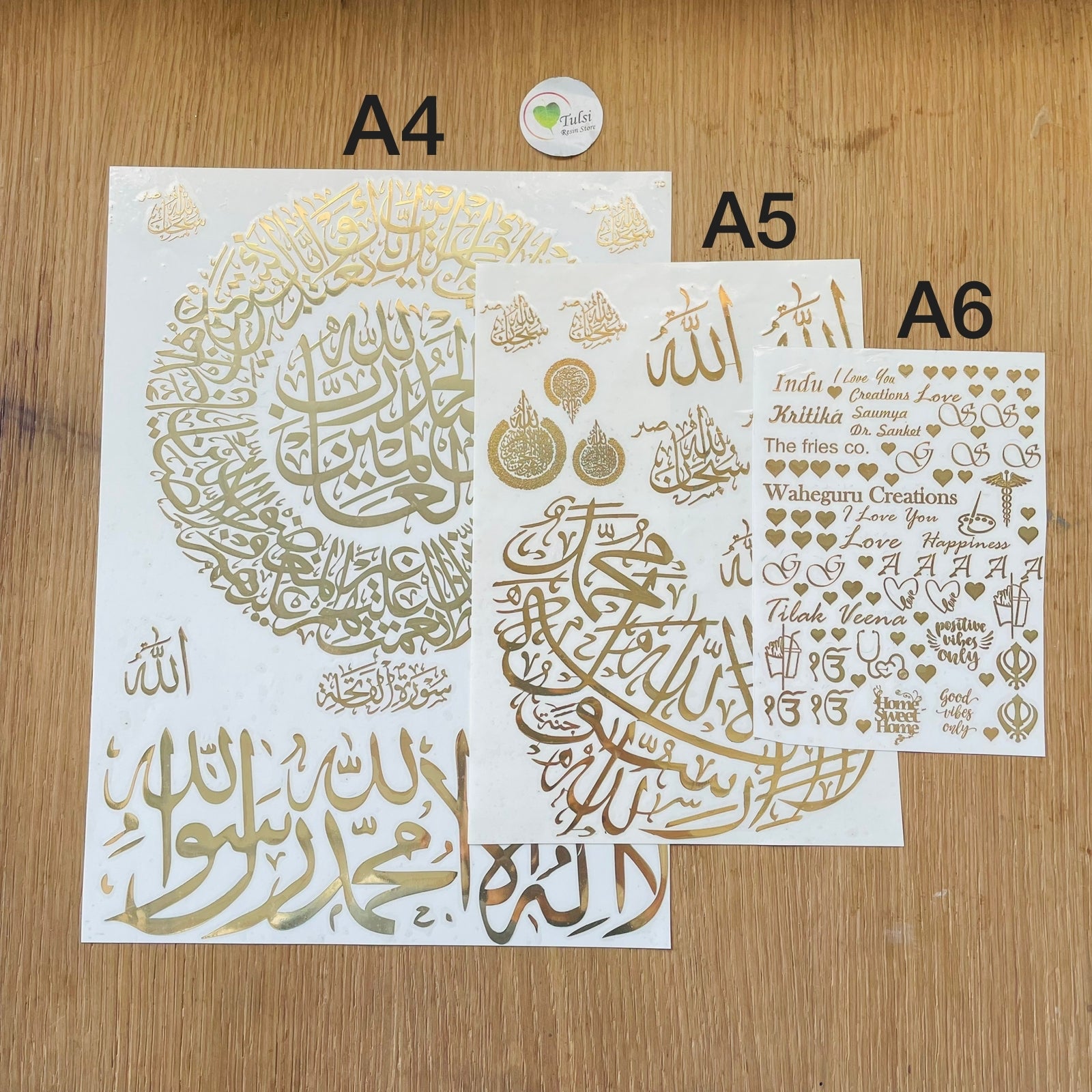 Custom Gold Metal Sticker Sheet Tulsi Resin Store