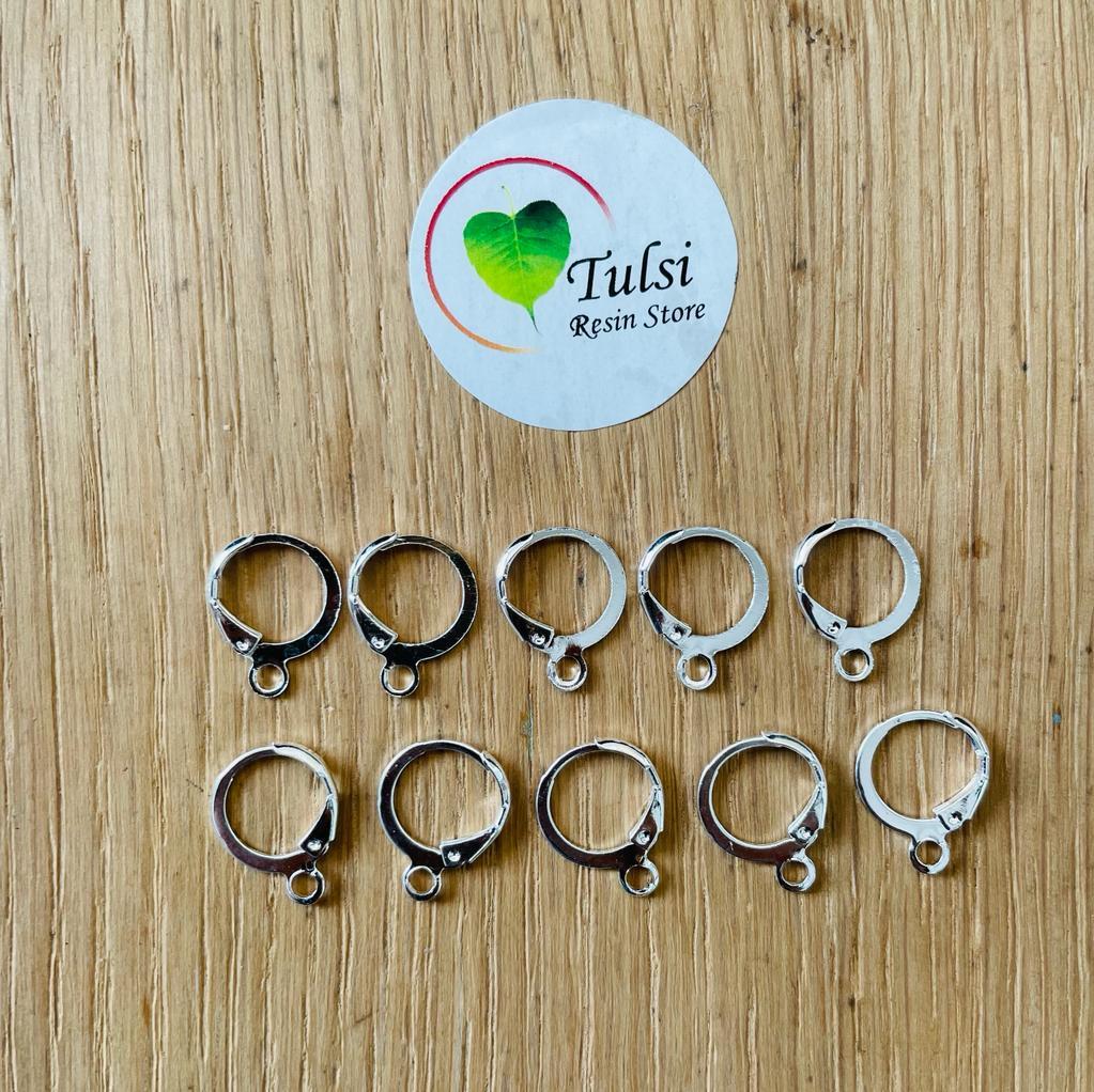Round Earring Hook (10 pcs) Silver Tulsi Resin Store