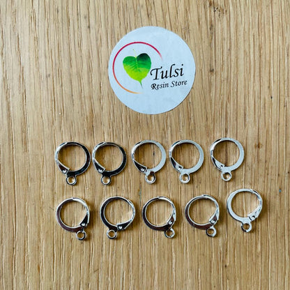 Round Earring Hook (10 pcs) Silver Tulsi Resin Store