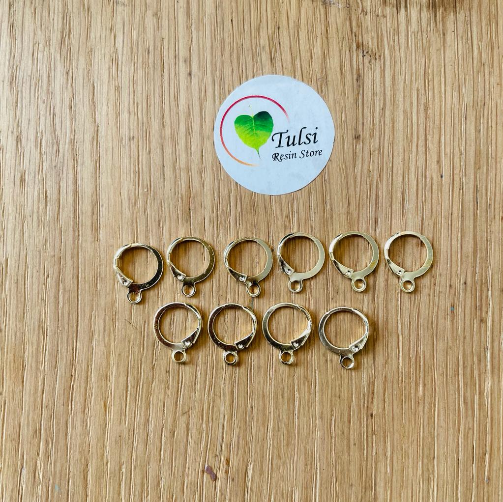 Round Earring Hook (10 pcs) Gold Tulsi Resin Store