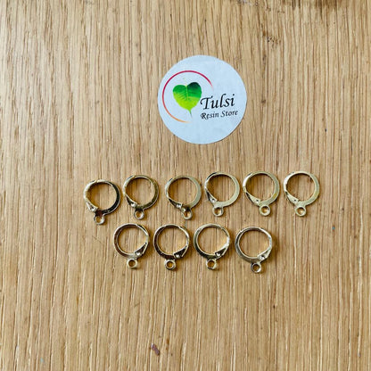 Round Earring Hook (10 pcs) Gold Tulsi Resin Store