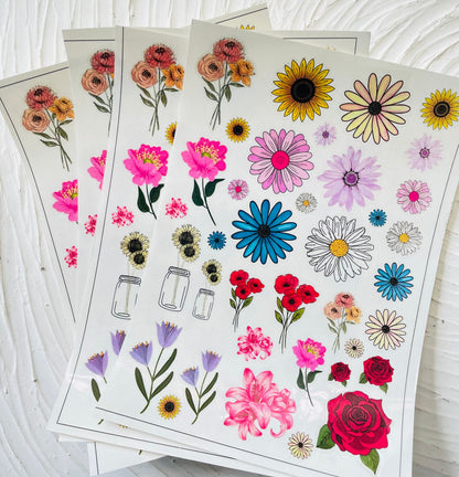 Colourful Flower Sticker Sheet Tulsi Resin Store