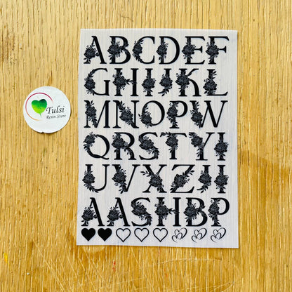 A6 Insert Sheet - Floral Alphabet Sheet Tulsi Resin Store