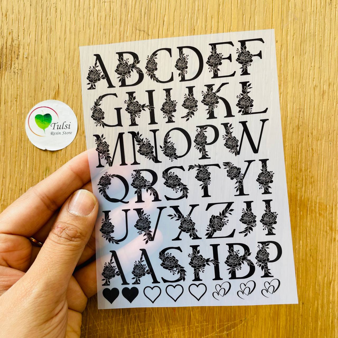 A6 Insert Sheet - Floral Alphabet Sheet Tulsi Resin Store