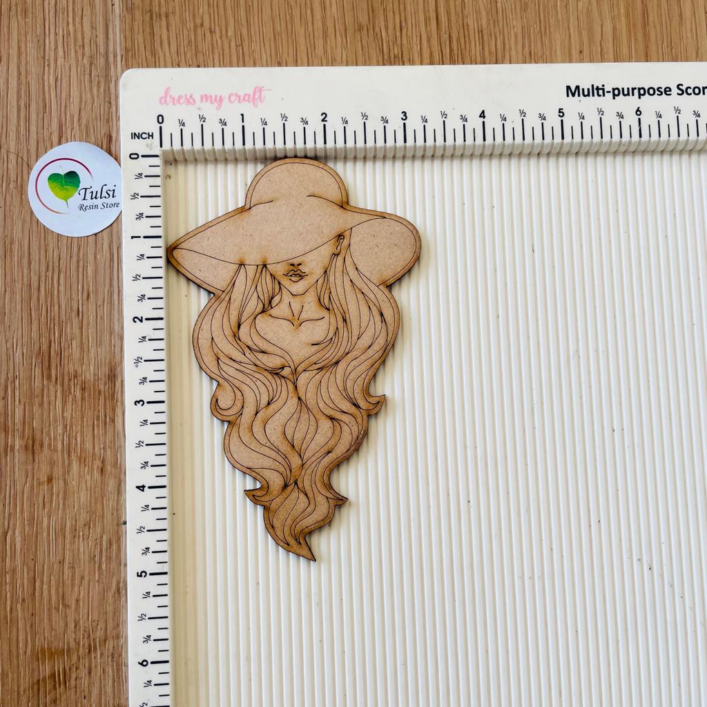 MDF Cutout Engraved - Line Lady Tulsi Resin Store