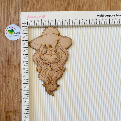 MDF Cutout Engraved - Line Lady Tulsi Resin Store