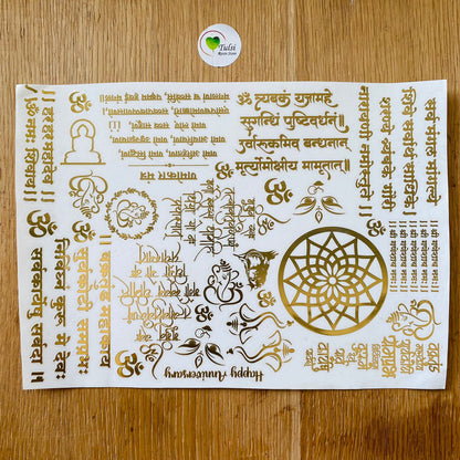 Distash Metal Sticker - A4 Mix Mantra (B) (2 Sheet) Tulsi Resin Store