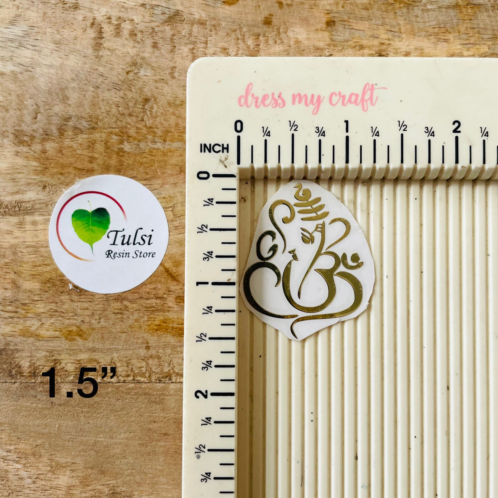 Metal Sticker - Ganpati (C) 1.5 Inches Tulsi Resin Store