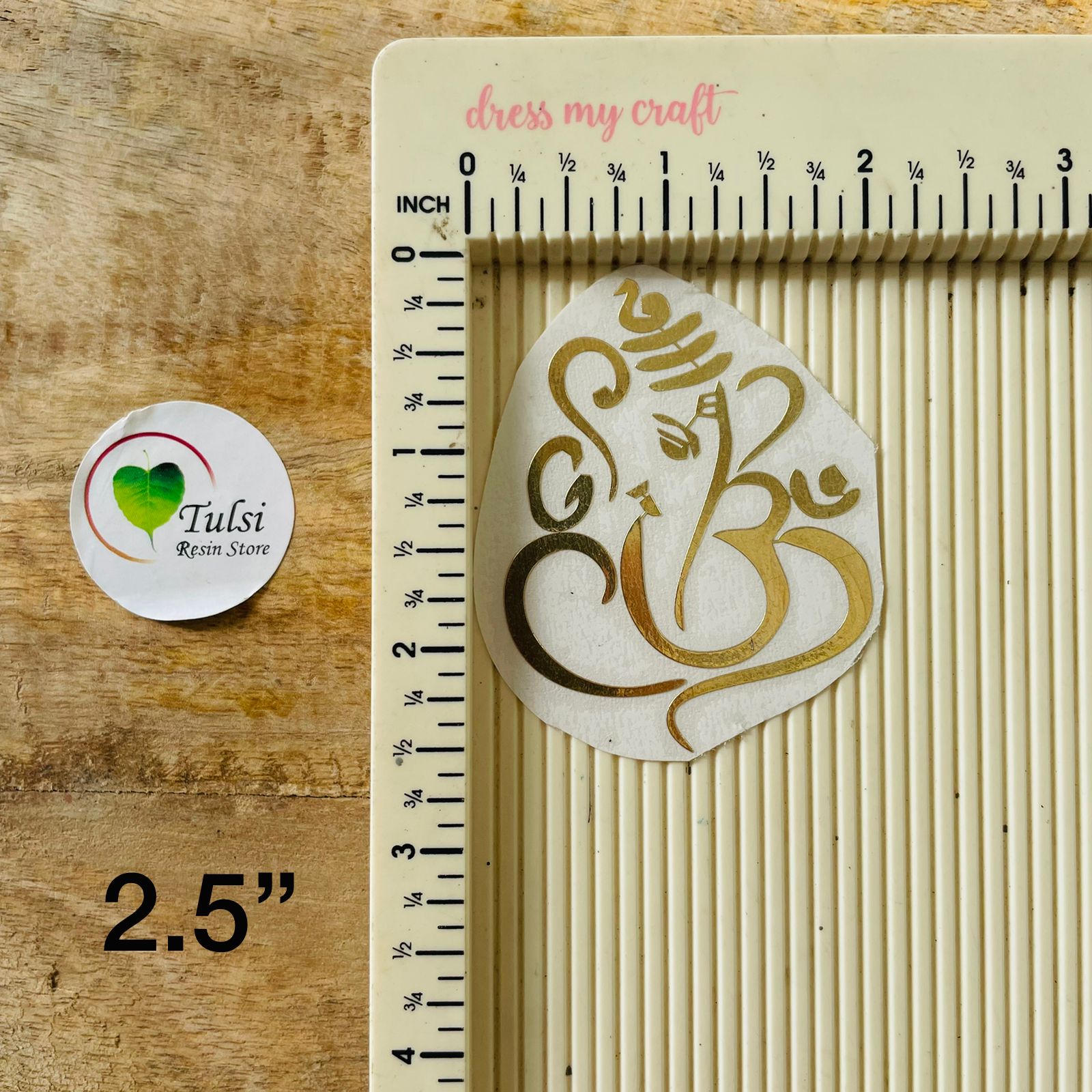 Metal Sticker - Ganpati (C) 2.5 Inches Tulsi Resin Store