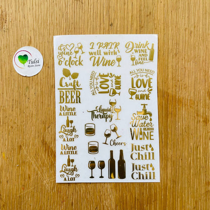Metal Sticker - A6 Wine Quotes Tulsi Resin Store