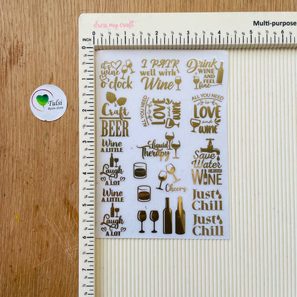 Metal Sticker - A6 Wine Quotes Tulsi Resin Store