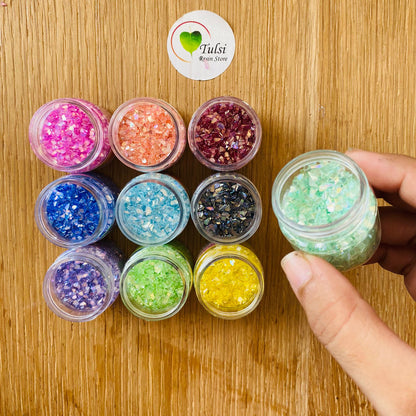 Rainbow Glass Chips Set Tulsi Resin Store
