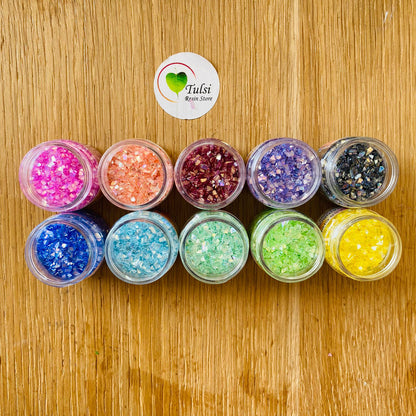 Rainbow Glass Chips Set Tulsi Resin Store