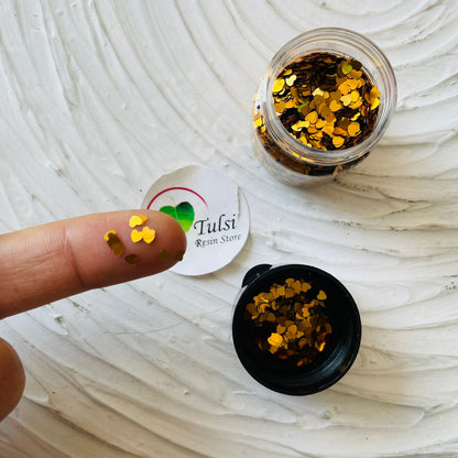 Heart Glitter Chunks Gold Tulsi Resin Store