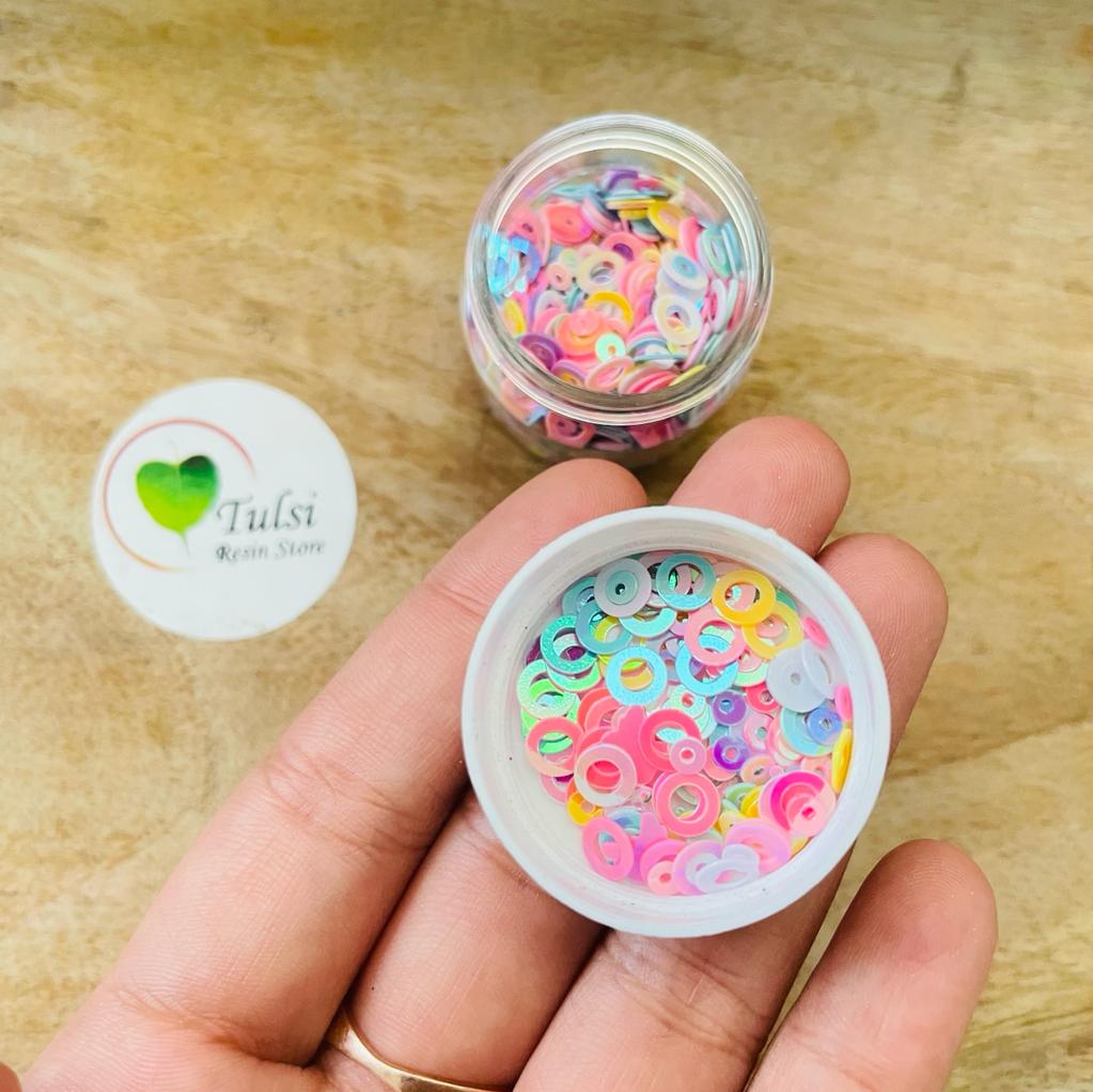 Sequin colourful shakers Circle Tulsi Resin Store