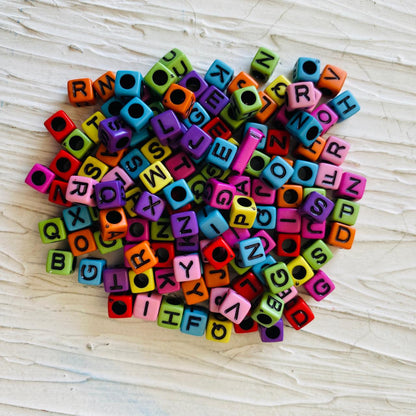 Small Square Alphabet Beads - Colourful - tulsiresin