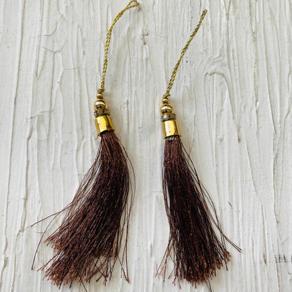Tassels for Bookmark (2pc) - Brown - tulsiresin