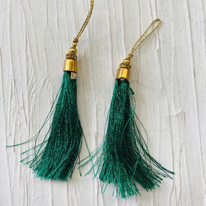 Tassels for Bookmark (2pc) - Dark green - tulsiresin