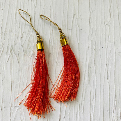Tassels for Bookmark (2pc) - Orange - tulsiresin