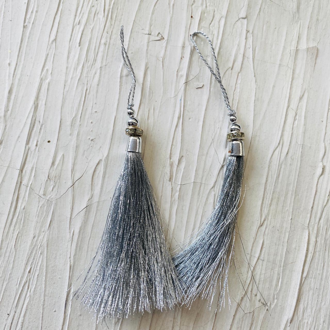 Tassels for Bookmark (2pc) - Silver - tulsiresin