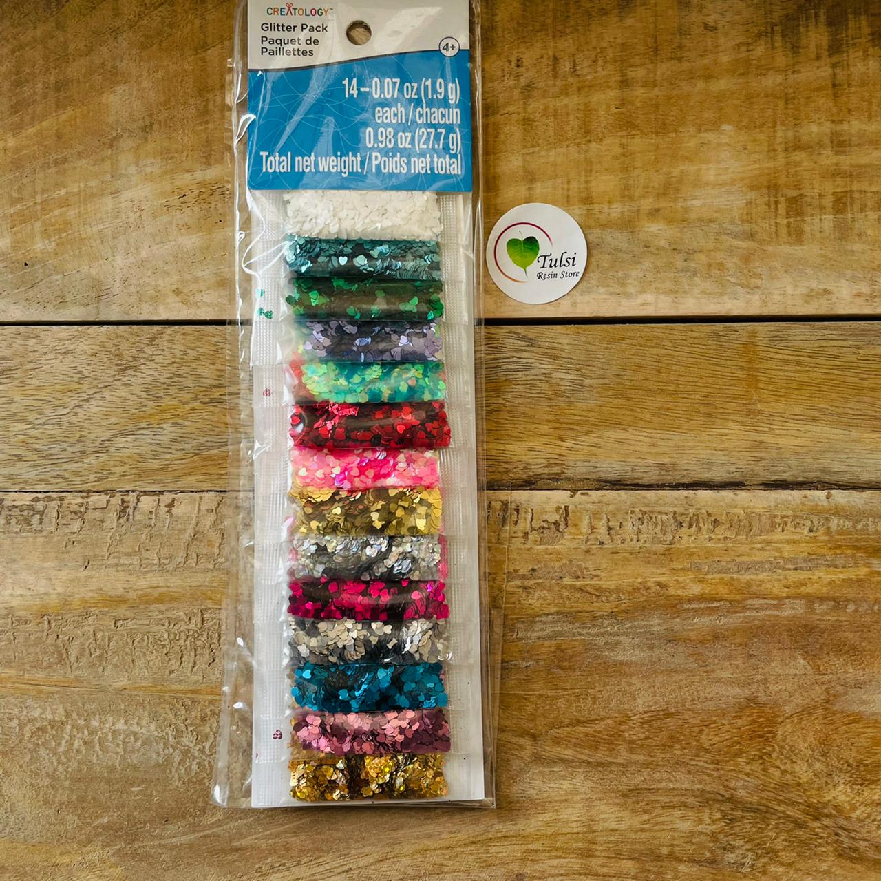 Tiny Glitter set Heart chunks tulsiresin