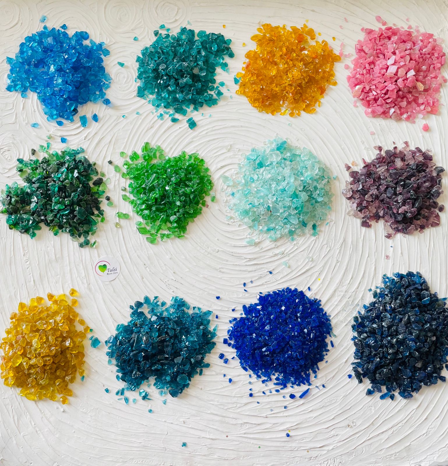 Ocean Blue Crushed Glass Crystal Tulsi Resin Store